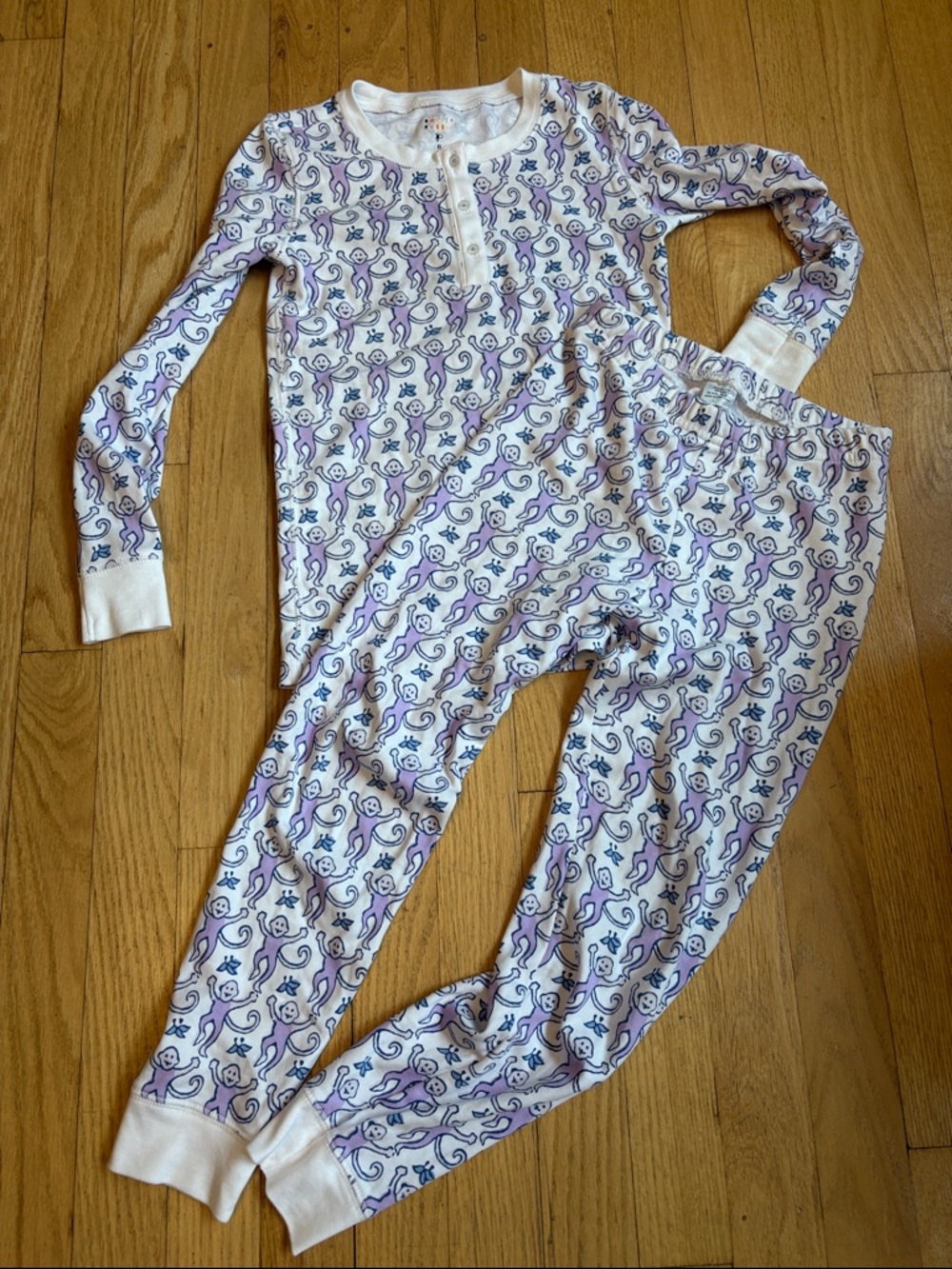 Roller Rabbit Monkey Night Pajamas sz 8 purple blue